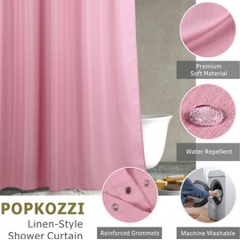 Pink Fabric Shower Curtains for Bathroom: Blush Linen Textured Waterproof Washable Light-Weight Polyester Shower Curtain - Solid Simple Elegant Decorative Bath Curtain Liner - 72x72