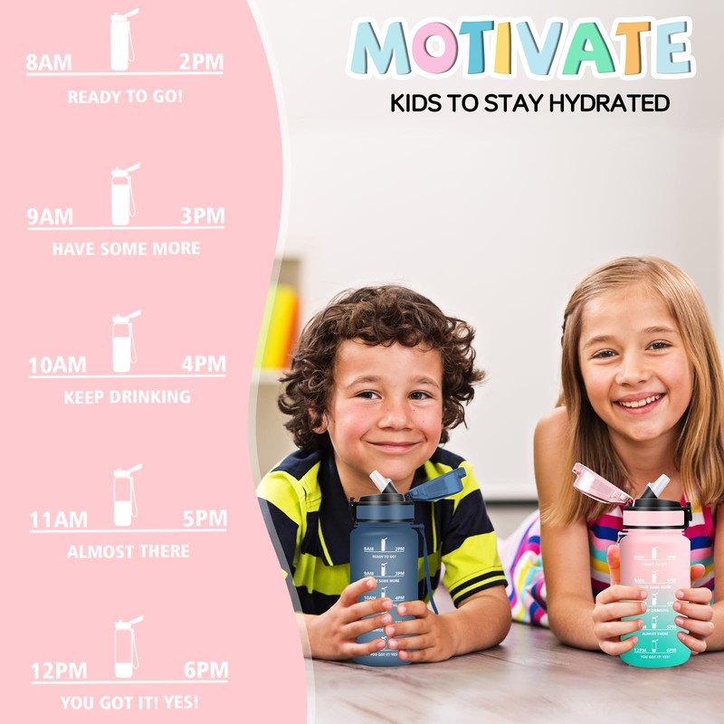 Children's Drinking Bottle, 500 ml, Drinking Bottle with Straw, Leak-Proof,