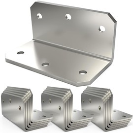 KOMOHOM L Bracket Corner Brace(15PCS), 4 Inch Galvanized Medium L Angle Iron Heavy Duty, Joint Fastener Brackets,90 Degree Right Angle Corner Bracket for Wood Furniture Frame Fence