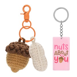 A AIFAMY Fathers Day Dad Gifts for Daughter, Positive Acorn Groundnut Keychain with Positive Sign Funny Pinecorn Nuts Doll for Best Friend Birthday Valentine's Day Housewarming Graduation