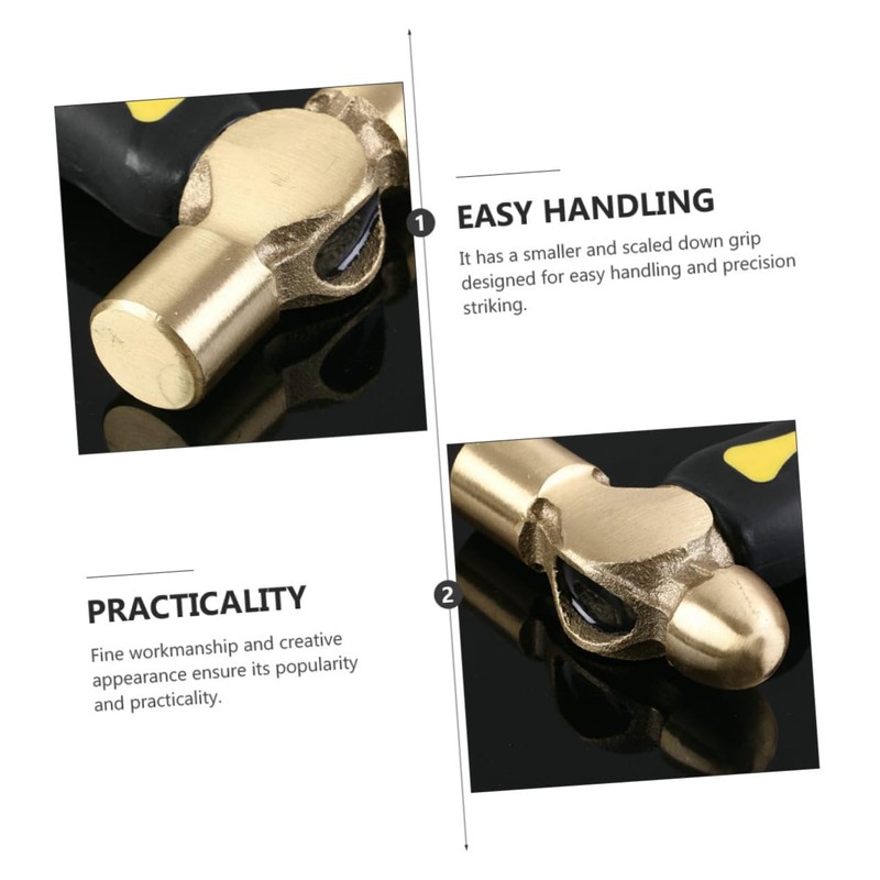 Sosoport Professional Brass Stamping Hammer Round Head Non-Sparking Hand Turned