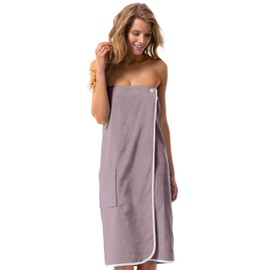 Morgenstern Saunakilt Katja Women's Sauna Towel with Button and Pocket Towel with Elastic Band Taupe