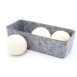 Welaxy Deep desk drawer organizer bins felt storage box with 3-piece XL Size Organic Premium New Zealand nature wool dryer balls Fabric Softener for laundry prevent wrinkles reduce static (Gray)