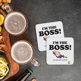 CS161 I'm The BOSS! (My Wife Said i Could be) Novelty Funny Coffee Tea Drink Gift Glossy MDF Wooden Coaster