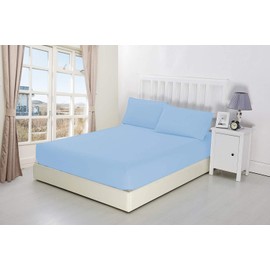 NIYS Luxury Bedding 100% Egyptian Cotton 10"/25CM Fitted Sheets (Sky Blue, Double)