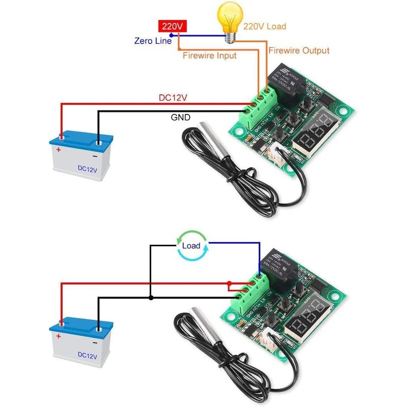 GTIWUNG Pack of 2 W1209 DC-12 V Digital Mini Thermostat