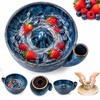 Ceramic Swirl Rinsing Berry Bowl, Swirl Fruit Colander with Drainage