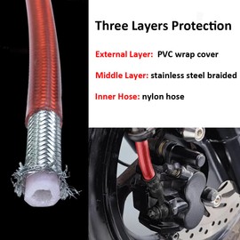 MOCNT 90 cm Motorcycle Brake Hose, Motocross Brake Line, Brake Coupling, Oil Hose, Steel Braid, Hydraulically Reinforced Brake Coupling, Line Pipe, Brake, Clutch Hose, Silver