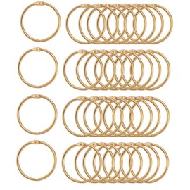 XMHF 2 Inch (50 Pack) Loose Leaf Binder Rings, Nickel Plated Steel Binder Rings,Keychain Key Rings, Metal Book Rings,Golden, for School, Home, Office