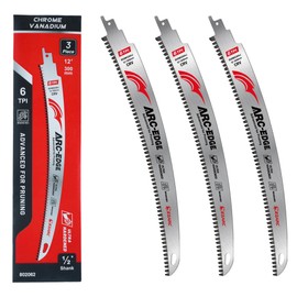 EZARC Japanese Teeth Reciprocating Saw Blades 12 Inch, Arc Edge Wood Pruning Saw Blades 6TPI for Tree Trimming, Wood Cutting, 3 Pieces
