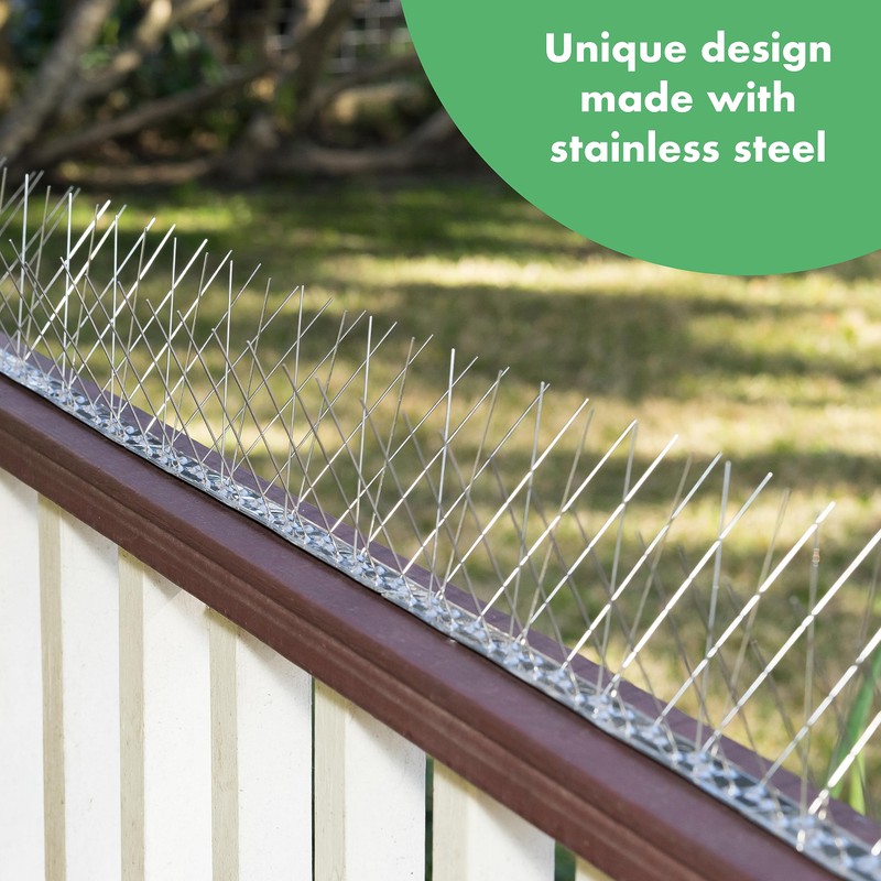 Bird Blinder Stainless Steel Bird Spikes – 4-Inch Wide Pre-Assembled