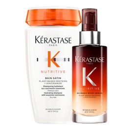 Kérastase Set Shampoo Bain Satin Riche 250ml + 8H Magic Night Serum 90ml | Nutre profundamente el cabello y aporta fuerza capilar