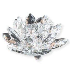 PLEAVIT Lotus Crystal Lotus Flower Suncatcher Crystal Standing Type Crystal Glass Feng Shui Figurine 5.5 inches (14 cm)