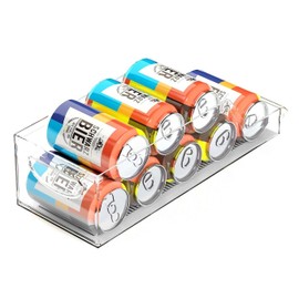 Dependable Beverage Can Organizer, Soda Can Holder, Refrigerator and Freezer Storage Organizer Bin for Kitchen Pantry Container, Dispenser Rack Clear