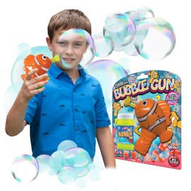 Bubble Gun - Clown Fish from Deluxebase. Animal Bubble Blower Toy. Fun bubble machine for kids that makes hours of fun by friction power