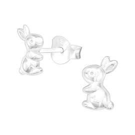 Bungsa Children's Rabbit Stud Earrings 925 Sterling Silver, Sterling Silver, No Gemstone