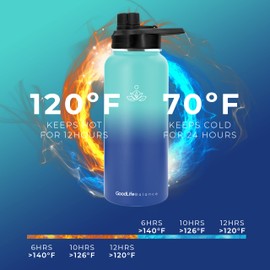 Good Life Balance Sports Water Bottle - 32oz, 3 Lids, Vacuum Insulated Stainless Steel, Keeps Liquids Hot or Cold with Double Wall Vacuum Insulated, Simple Thermo Mug, Metal Canteen, Sweat Proof