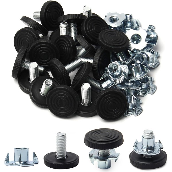 Yinpecly Furniture Leveler, 20 PCS M8 Threaded Adjustable, Metal and