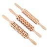3Pcs Wooden Embossed Rolling Pin Cute Christmas Pattern Engraved Embossing