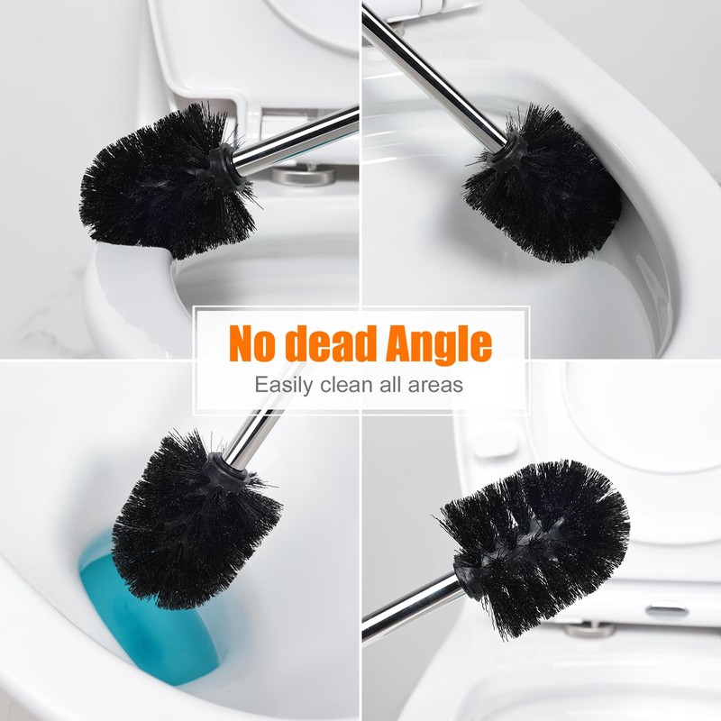 Ibergrif 4PCS Toilet Brushes Replacement, Stainless Steel Handle Toilet Brushes