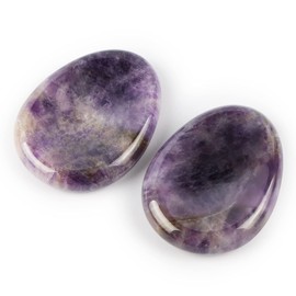 Artistone Amethyst Crystal Thumb Worry Stones Hand Carved Palm Stones Crystal Chakra Worry Stone for Anxiety, Meditation Reiki, Water Drop Shaped (Pack of 2)