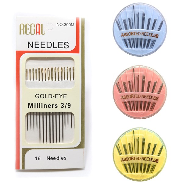 Coollooda Hand Sewing Needles Hand Sewing Needles Threader Sewing Needles Sewing Needles Large Needle Set of Needles for Leather Sewing Needles Round Needles Leather Tools with Needle Container for Quilts Sewing Tools Thick Sewing Needles Craft DIY Tools