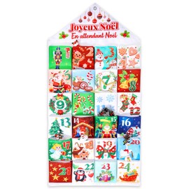 DPKOW Français Calendrier de l'Avent à Remplir 2024, Vide Calendrier de l Avent a Remplir Soit Meme, Tissu Calendrier de l'Avent Suspendu avec 24 Poches pour Cadeau de Noël Calendrier Enfant Adulte