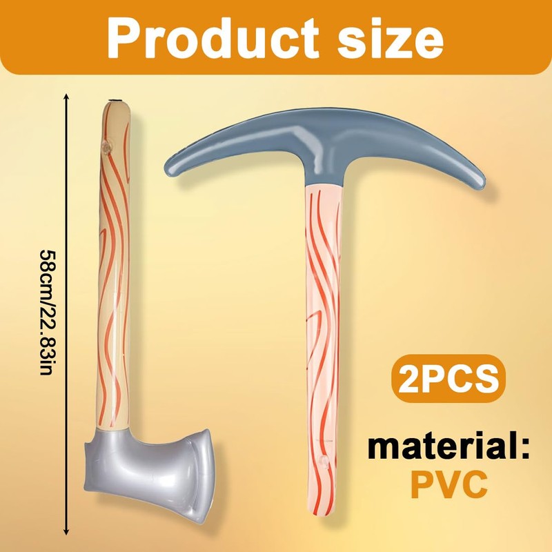 KEQAR Inflatable Pickaxe Toy Decoration, Pack of 2 Simulation Pickaxe