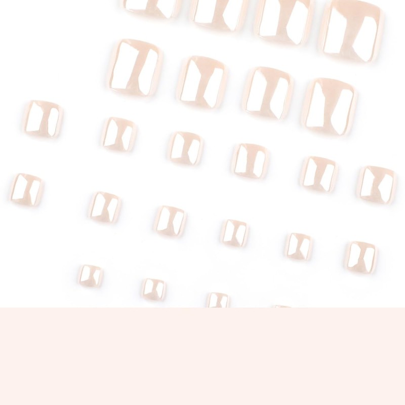 Chrome Press on Toenails‌ Short Square Fake Toe Nails with
