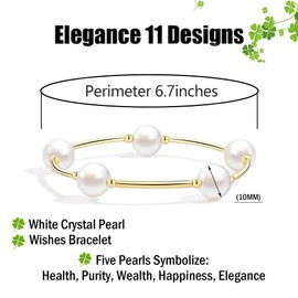 Elegance 11 designs Blessing Bracelet 10mm Crystal White Pearl Bracelet Dainty Gold Tube For Women Simple Bridal Gifts For Friends And Loved
