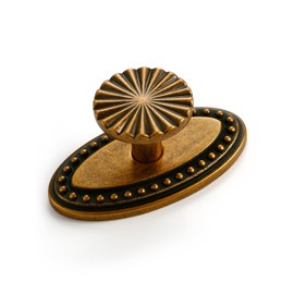 JIASENBAO 2 Pack Antique Brass Cabinet Knobs with Base Vintage Flat Drawer Pulls Kitchen Cupboard Bathroom Dresser Cabinet Hardware Handles Zinc Alloy