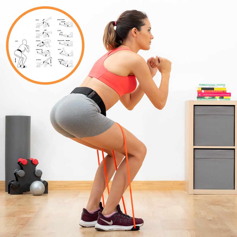 InnovaGoods - Fitness Belt with Resistance Bands, 40 lb Strength,