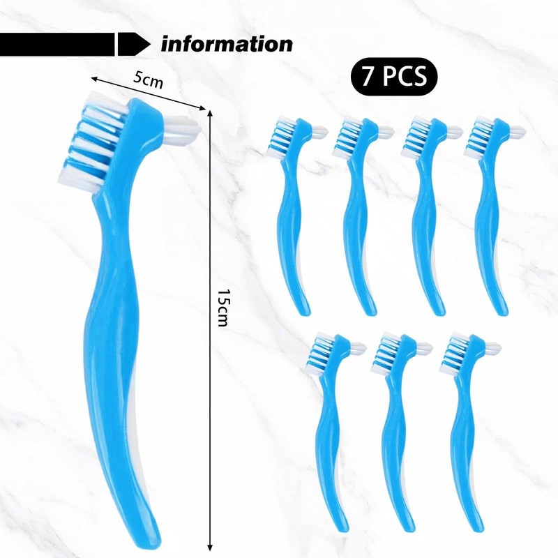 7 Pieces of Denture Toothbrushes, Denture Cleaning Brushes, Denture Accessories,