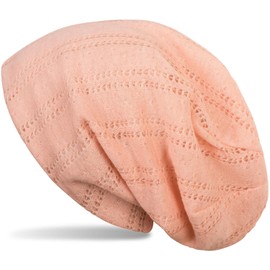 styleBREAKER Beanie Hat with Lace Knit Pattern, Vintage, Slouch, Long Beanie, Unisex, 04024095 - apricot