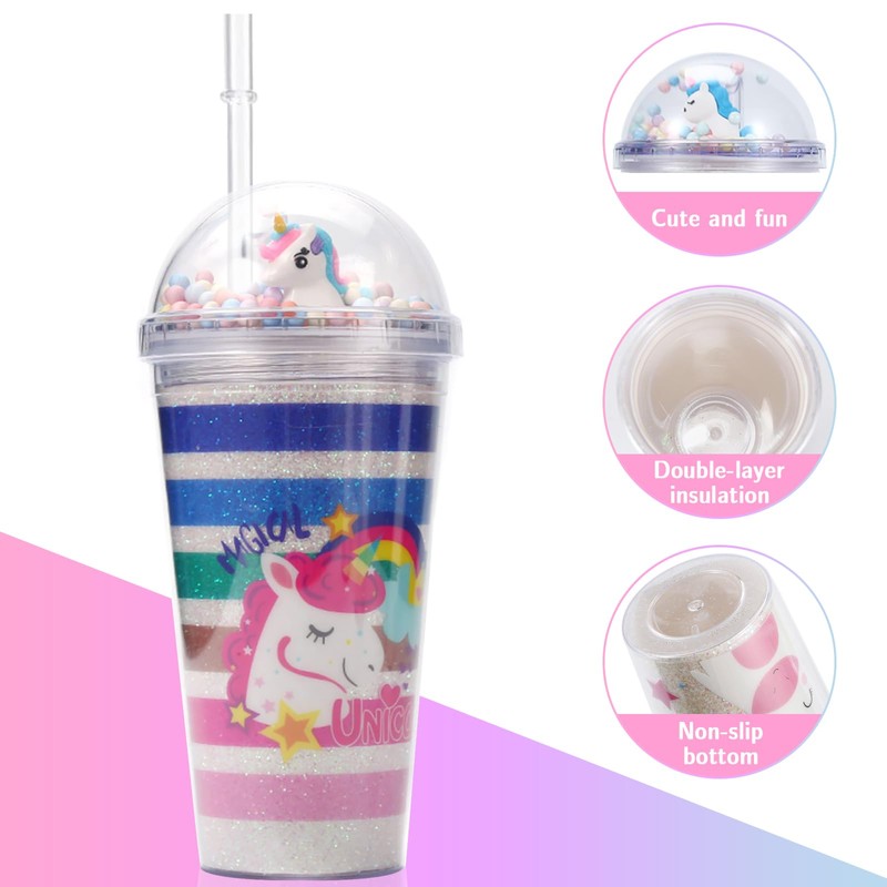Forreen Drinking Cup with Lid and Straw Reusable 450 ml