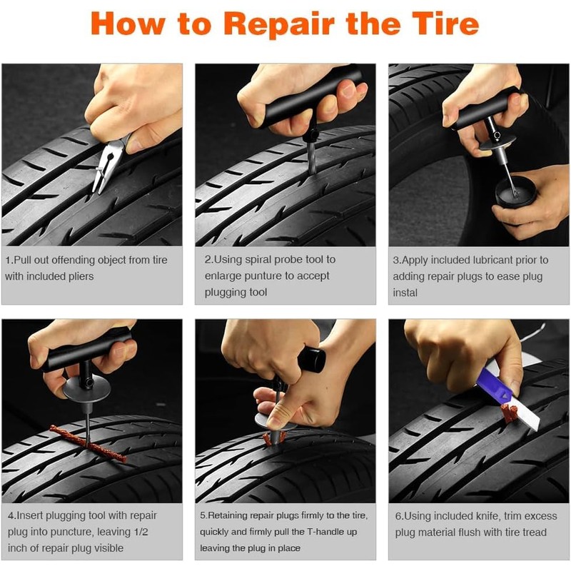 AUTOWN Flat Tire Repair Kit with Plug 68 Pcs for