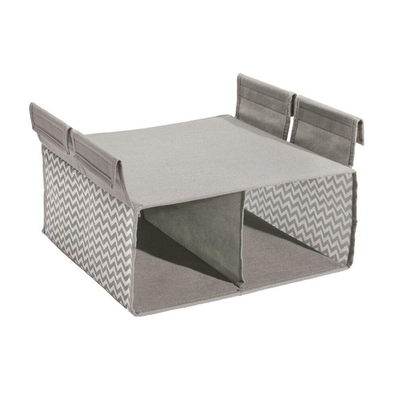 iDesign Chevron Soft Storage Hanging 2-Compartment Organizer, Taupe/Natural