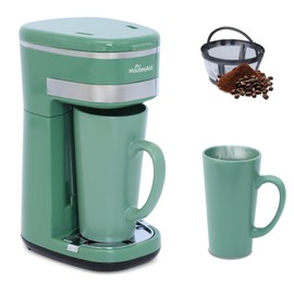 HousesAid Coffee Machine, Single Serve Coffee Maker, One Cup Coffee Maker with Reusable Filter & One-touch Control Button, Portable Brewer for Camping, Travel & Home, Easy To Clean& Store,15oz/450ml