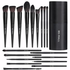 BS-MALL BS-MALL Makeup Brush Set 18 Pcs Premium Synthetic Foundation Powder Concealers Eye shadows Blush Makeup Brushes with black case (C-Black