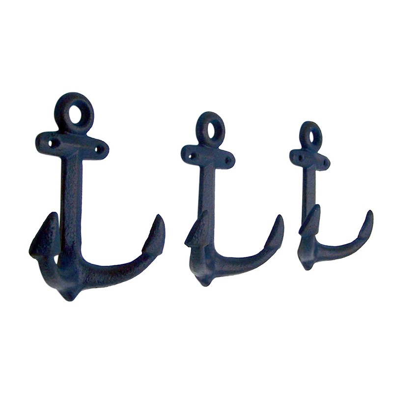 Wowser Nautical Cast Iron Ship Anchor Wall Hooks, 6 Inches,