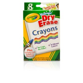 Crayola Washable Dry Erase Crayons (8ct), Includes Eraser Mitt & Sharpener, Classroom Supplies for Teachers