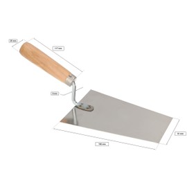 KOTARBAU® Stainless Steel Trapezoidal Trowel 180 mm x 81 mm Masonry Trowel with Wooden Handle Plastering Trowel Plaster Trowel Essential for Masonry Work
