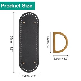 sourcing map 2pcs Bag Bases for Crochet, 11.8" x 3.9" Oval Bag Bottom Shaper with D-Shaped Handles, Crochet Base Purse Bottom for DIY Shoulder Bag Handbag Making Supplies Black
