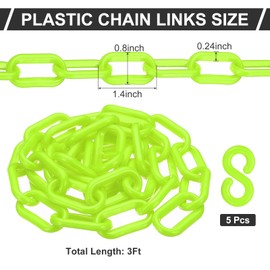 PATIKIL Plastic Chain Links, 3 Foot 1/4inch(6mm) Green Plastic Chains for Barriers, Crowd Control, Queue Lines, Parking, Fences, Gate, Concerts, and Decoration