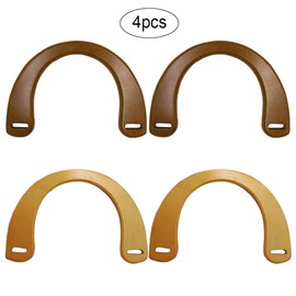 Niaciswe Wooden Bag Handles, 4 Pieces, Wooden Handles for Bags, Bag Handles, U-Shaped Handbag Handles, DIY Bag Making, Replacement Accessories for Bag, Handbags, 2 Colours