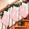 DOMIKING Letter H Pink Large Christmas Stockings 1 Pack 17.1