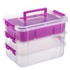 JUXYES 3-Tiers Stack Carry Storage Box With Divided Tray, Transparent