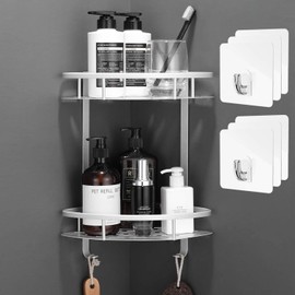 The Perfect Part Shower Caddy Bathroom Shelf, 2 Tiers Corner Shower Caddies, Shower Organizer