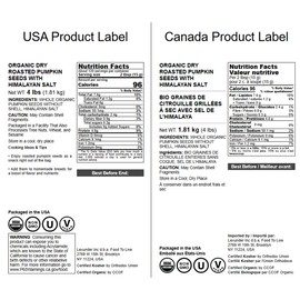 Food to Live Organic Dry Roasted Pumpkin Seed Kernels with Himalayan Salt, 4 Pounds Non-GMO, Oven Roasted Whole Pepitas, No Oil Added, Shelled, Vegan, Kosher, Bulk