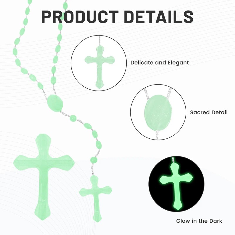 50 Pcs Glow in the Dark Rosary Beads, 17 Inch